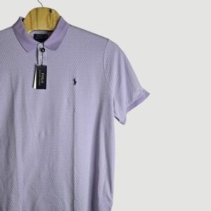 Polo Ralph Lauren Mens Classic Fit Stretch Mesh Polo Shirt XXL Purple Patterned